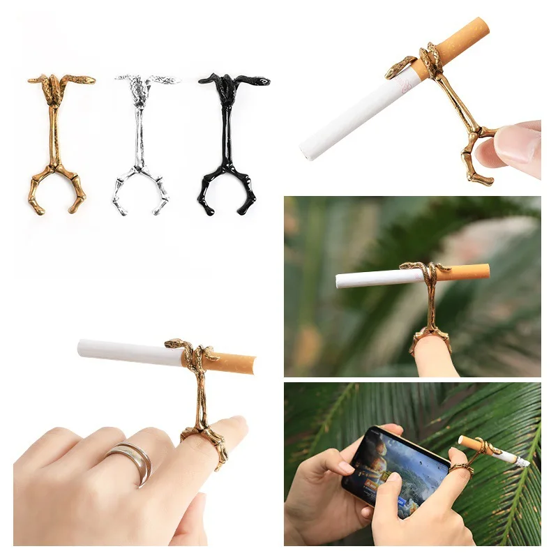 

Metal Smoking Accessories Cigarette Hand Holder Vintage Finger Ring For Women Men Adjustable Slim Cigarettes Clip Smoking Holder