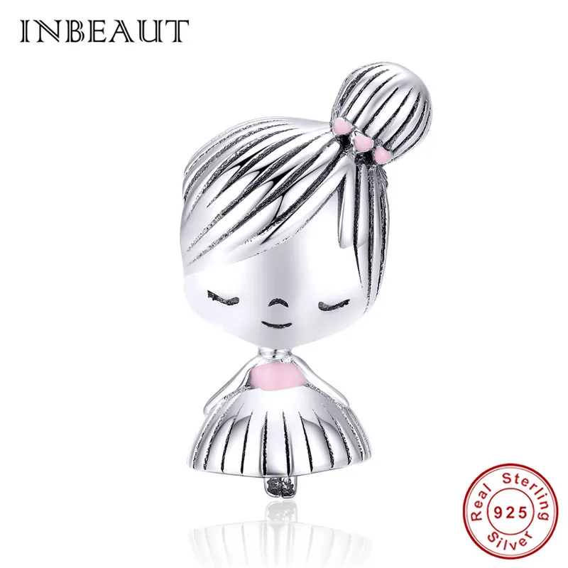 INBEAUT Настоящее 925 пробы Серебряное розовое сердце мальчик Бусины fit Pandora браслет Европейский DIY мужской студенческий талисманы Новое поступление ювелирных изделий - Цвет: sc1335