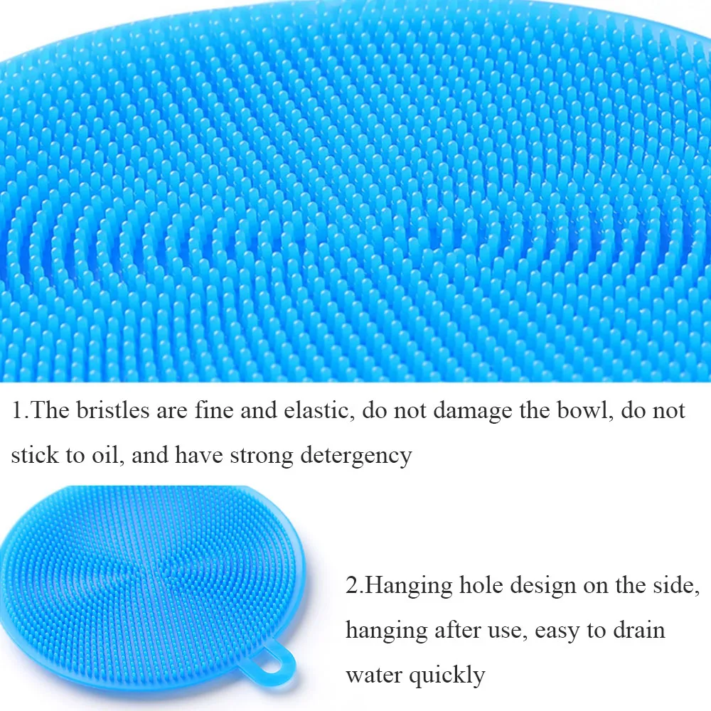 

1PCS Kitchen Gadgets Silicone Fruit & Vegetable Dishwashing Sponge Brush Antibacterial Kitchen Cleaning Pad Kitchen Accessories