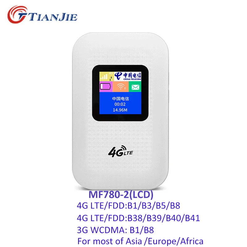 MF780-2(LCD) TIANJIE разблокированный мини/беспроводной/Портативный 3G/4G Карманный Wifi роутер мобильный WiFi точка доступа LTE 150 Мбит/с WiFi роутер со слотом для sim-карты - Цвет: MF780-2(LCD)