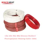 Электрический нагревательный провод, мягкий силиконовый провод из углеродного волокна 12k 24k 36k 48k, силиконовый резиновый фторполимер, нагревательный кабель 100 м