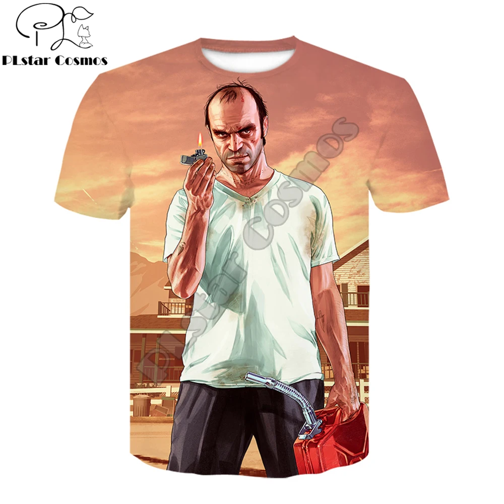 Мужские летние футболки с принтом Grand Theft Auto Game GTA 5 крутая Мужская футболка GTA5