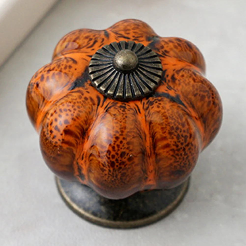 Retro Round Pumpkin Shape Ceramic Drawer Cabinet Wardrobe Door Handle Knob Decor | Дом и сад