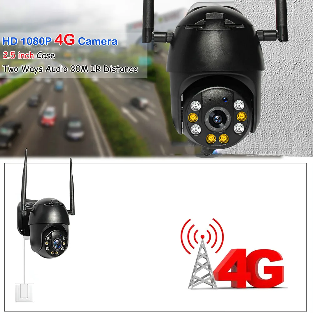 SHIWOJIA 4G сим карты 1080P PoE IP PTZ Камера 2MP 4G/Беспроводной открытый CCTV P2P ИК Ночное