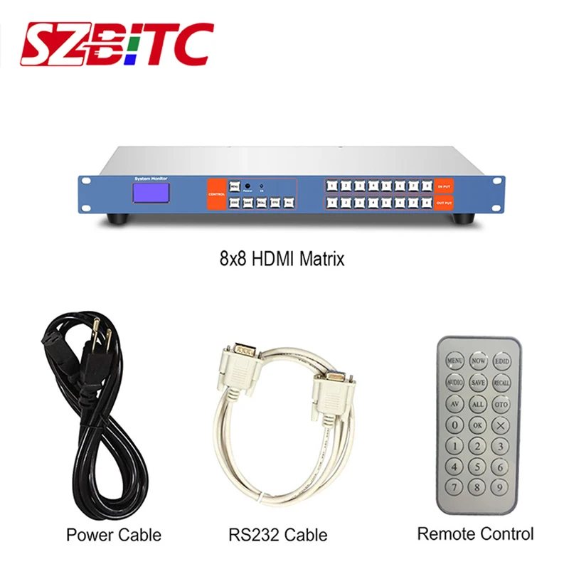Матричный коммутатор SZBITC 4K HDMI 8x8 видеопереключатель EDID RS232 TCP/IP с дистанционным