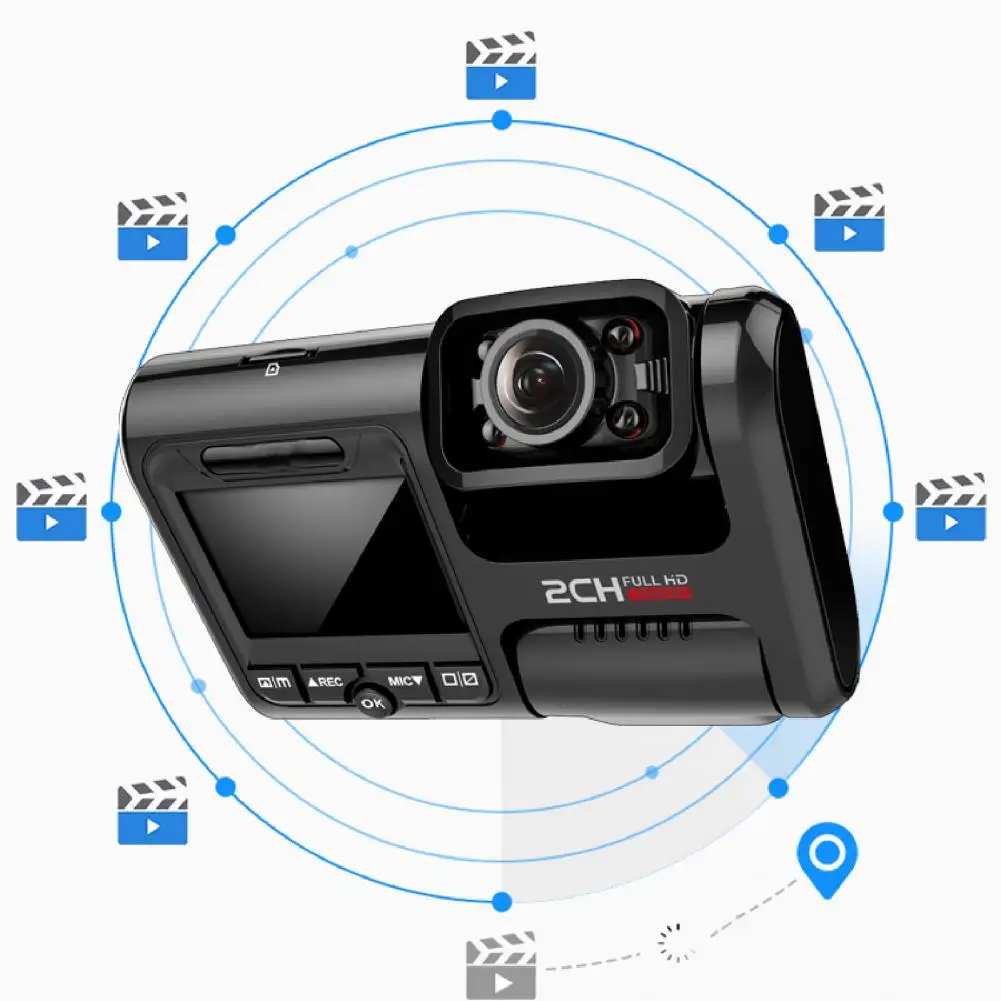 

2160P HD Car Camera Night Vision Panoramic Dual Lens Built-in 400mAh Battery DVR Dash Cam for Autos 24-hour Parking monitoring