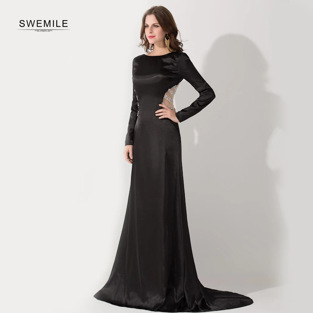 Черное мусульманское арабское вечернее платье сексуальное иллюзионное с