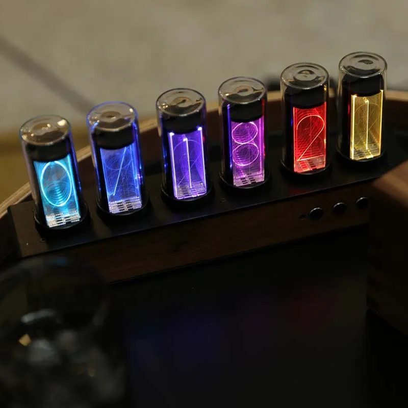 Орех 6 бит RGB светодиодный свечение цифровые часы Nixie трубки электронные