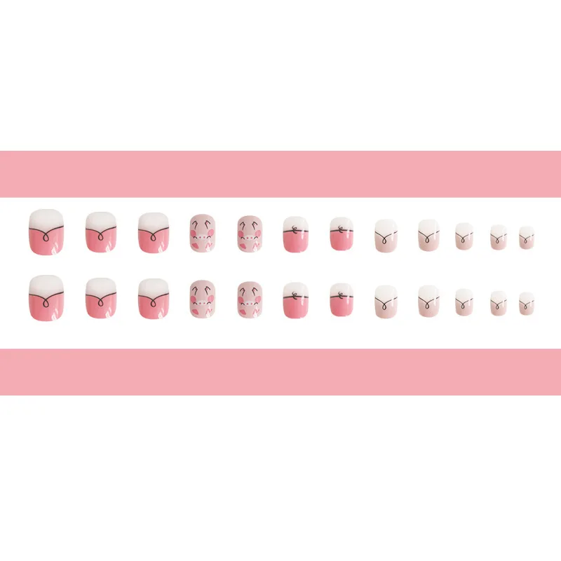 

2021 ins spring new product network red girl cartoon fake nail patch wearable armor removable Valentine's Day model fake nails