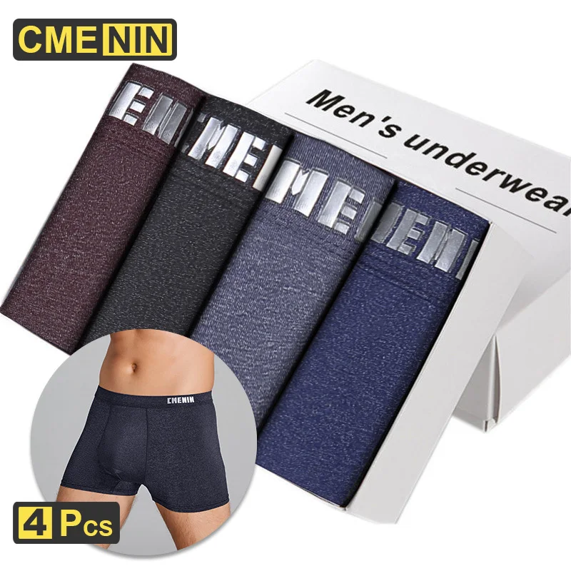 

Боксеры CMENIN мужские хлопковые, мягкое нижнее белье, шорты-боксеры, 4 шт./лот, 2022