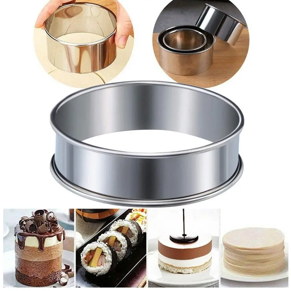 

8cm Circular Cake Molds Steel Tart Ring Bottom Tower Pie Cake Mold Baking Tools Heat-Resistant Cake Mousse Ring