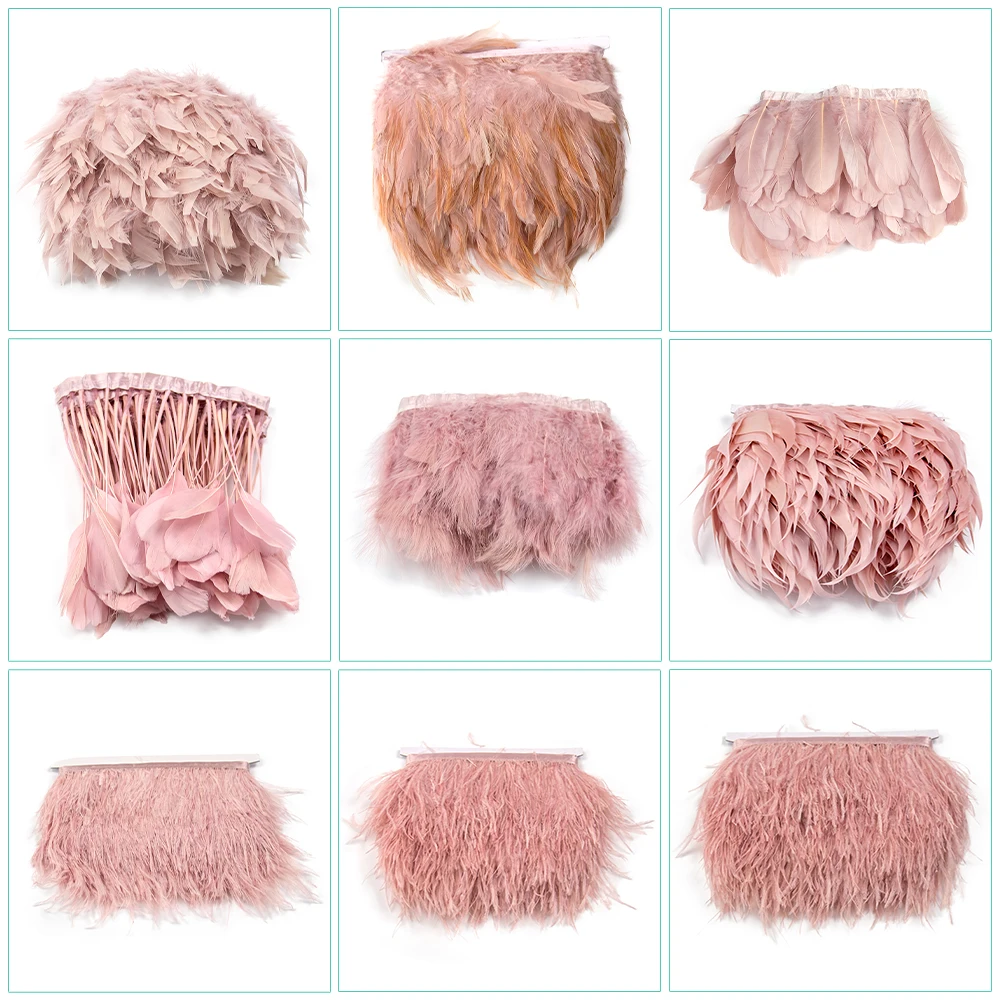 Натуральная окрашенная кожа розовый Фазан страусиные искусственные перья лента