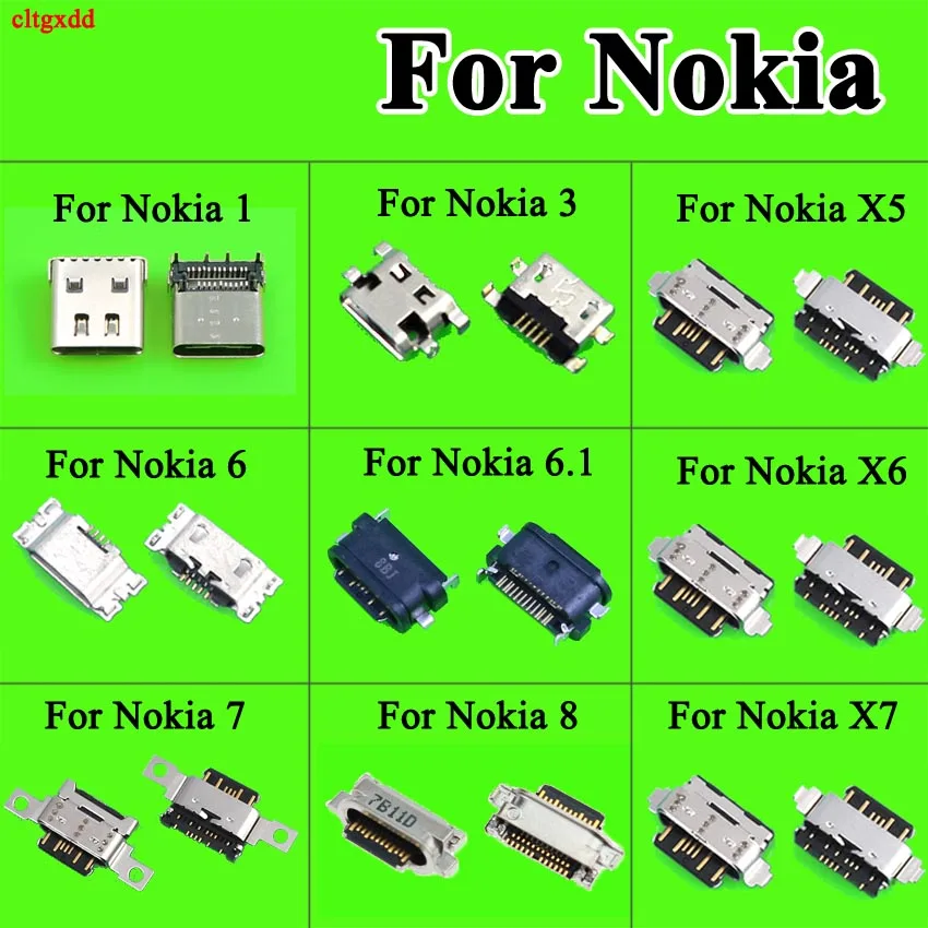 

2pcs For Nokia 3 6 7 Plus 9 8 6.1 7.1 5.1 Plus X5 X6 X7 N1 Micro Usb Connector Charging port jack repair parts
