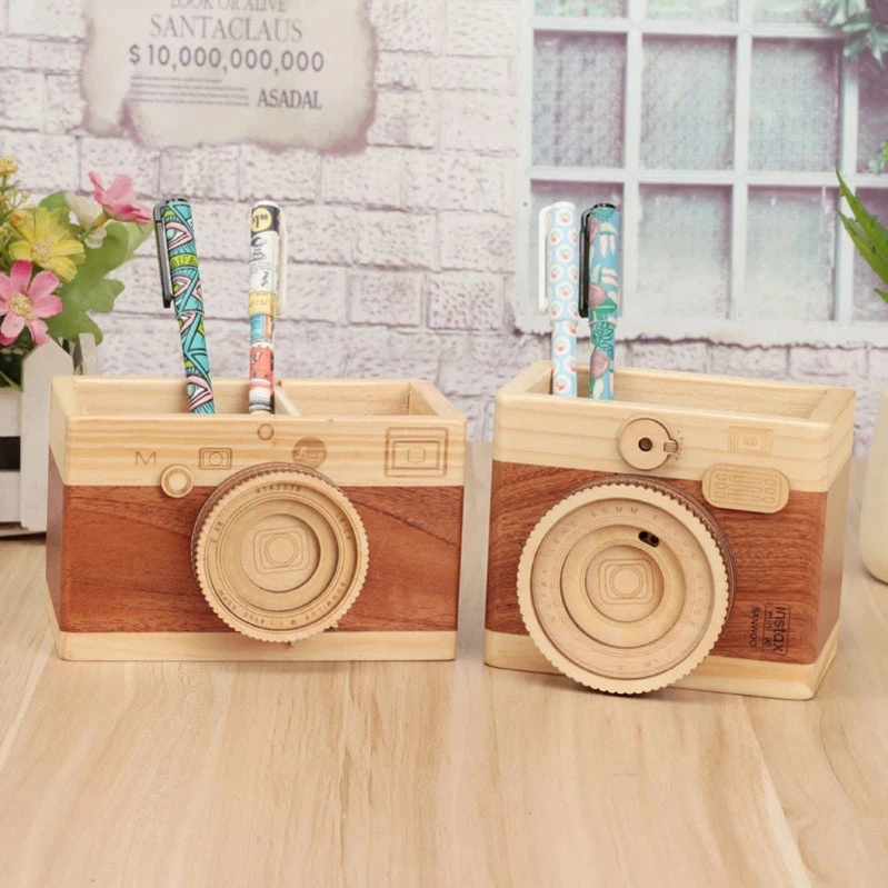 

Wooden Carving Camera Shape Office Ornaments Wooden Crafts Tea Table Home Desk Decorations Best Gifts