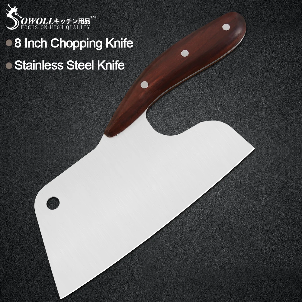 

Sowoll универсальный кухонный нож 8 '', нож шеф-повара из нержавеющей стали, нож с деревянной ручкой, новый стиль, лучший подарочный инструмент