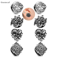 guemcal 2pcs new product creative love diamond shaped flower ear piercing exquisite piercing jewelry