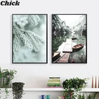 Картина на холсте с изображением гор, озера, лодки, скандинавский пейзаж, Постер в скандинавском стиле, Настенная картина, Декор для дома, галереи