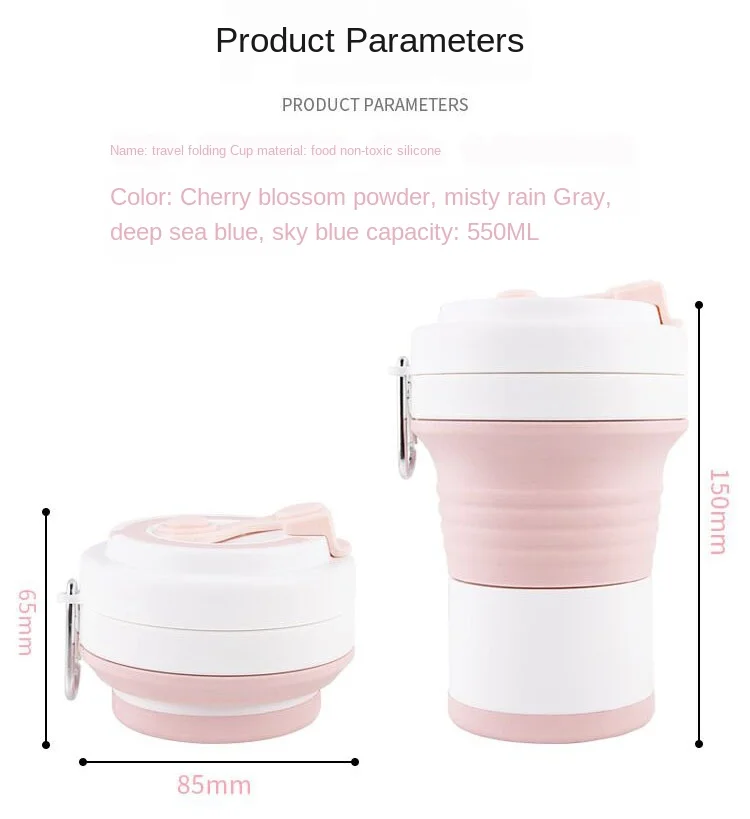 

Silicone Cup Outdoors Travel Collapsible Coffee mug Leak Proof Portable Water Bottle Folding Water Cups Food Grade Drinking Ware