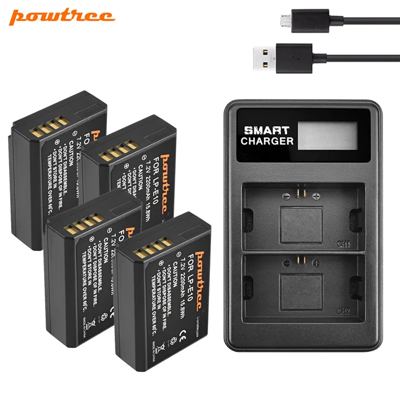 Аккумулятор для камеры Powtree LPE10 LP E10 зарядное устройство с двумя USB-портами и