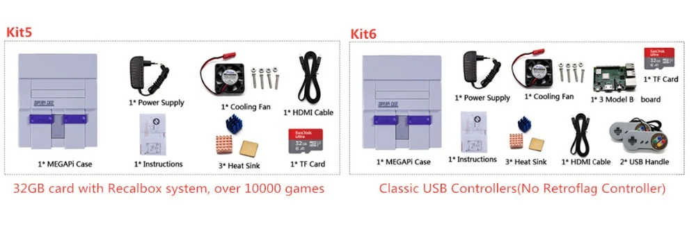 Чехол для Retroflag SUPERPi U приставка игровая Raspberry Pi 3 Model B 3B+ вентилятор+ радиаторы+ Сенс геймпад DIY игровая консоль Raspberry Pi3