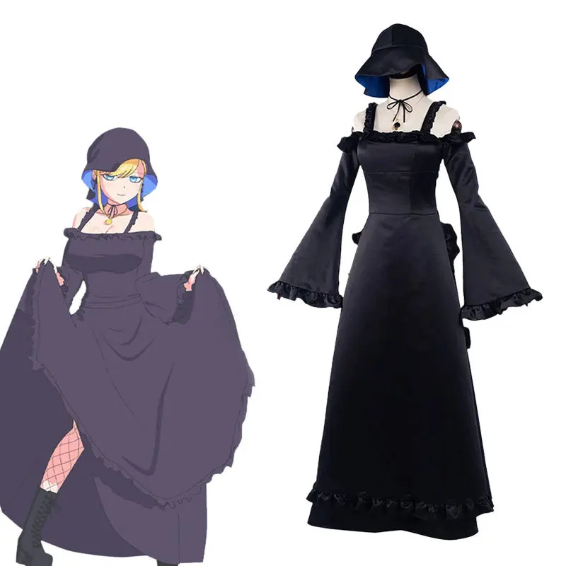 

Shinigami Bocchan to Kuro Alice Lendrott Cosplay Anime Black Maid Dress Halloween Costumes For Women Necklace Hat Earing Girl