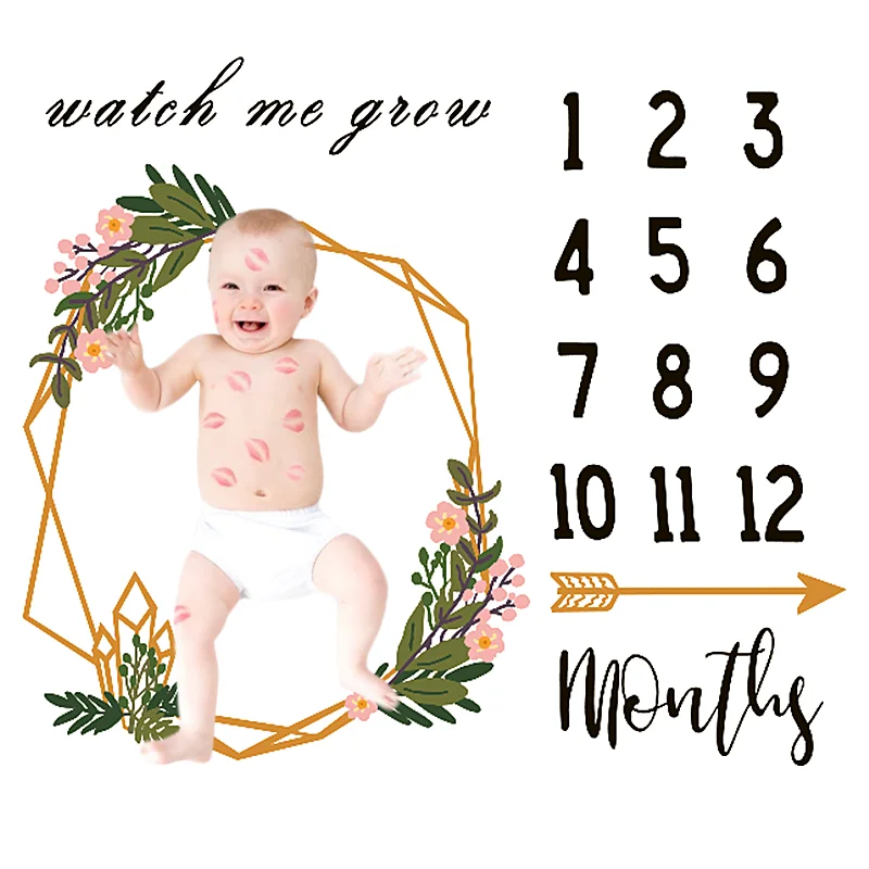 

Newborn Baby Monthly Photos Milestone Blanket Kid Diaper 12 Months Grow Background Cloth Play Mats Photography Props Accessories