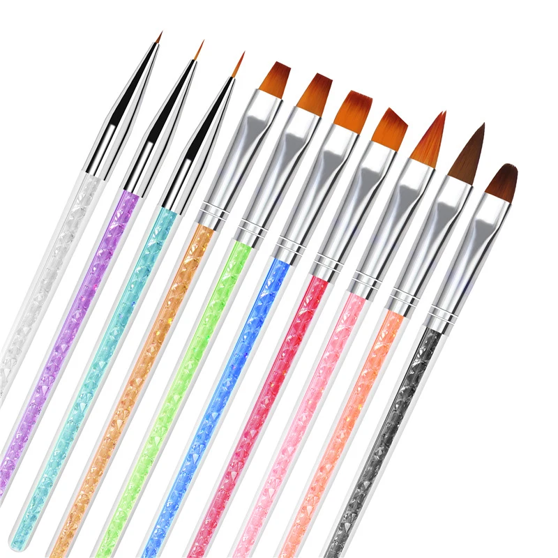 Набор кистей для ногтей 10 шт./компл. набор дизайна блестящая ручка рисования Гель