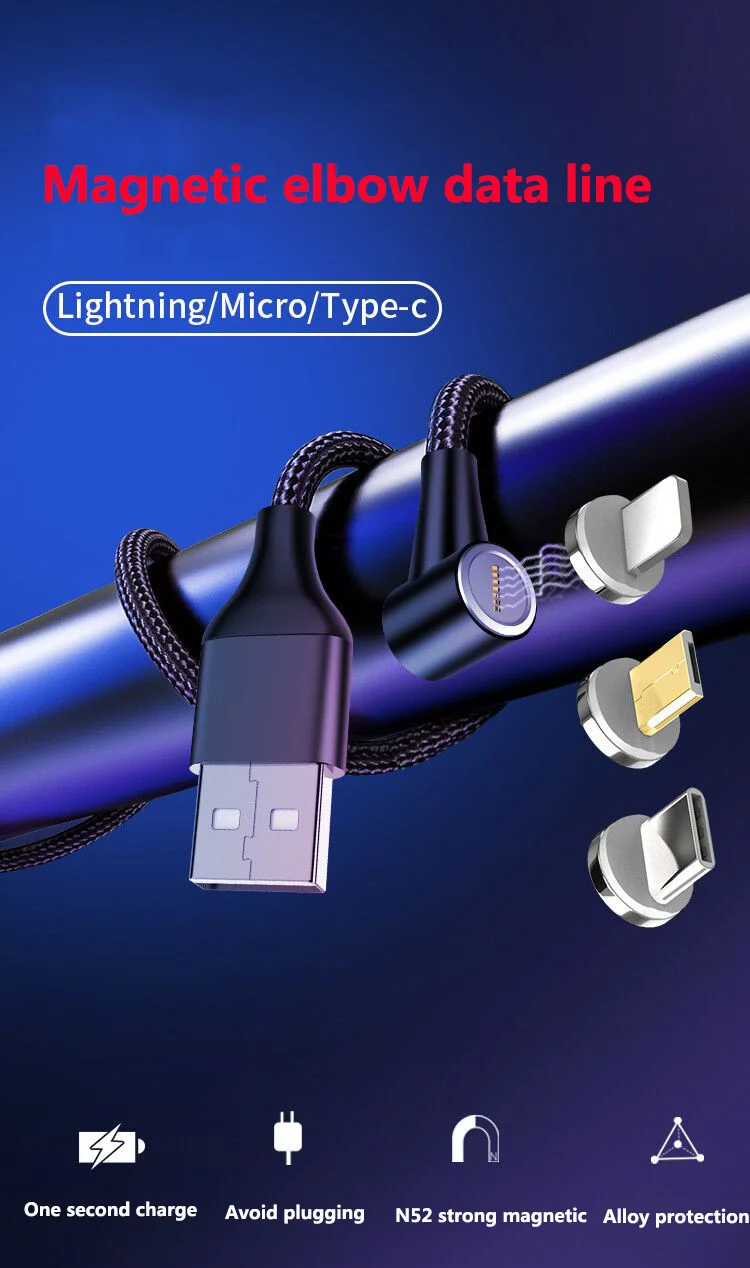 Магнитный кабель для быстрой зарядки 3 А 1 м Micro usb type C для samsung Xiaomi iPhone Micro usb type-C Магнитный кабель для зарядки и передачи данных