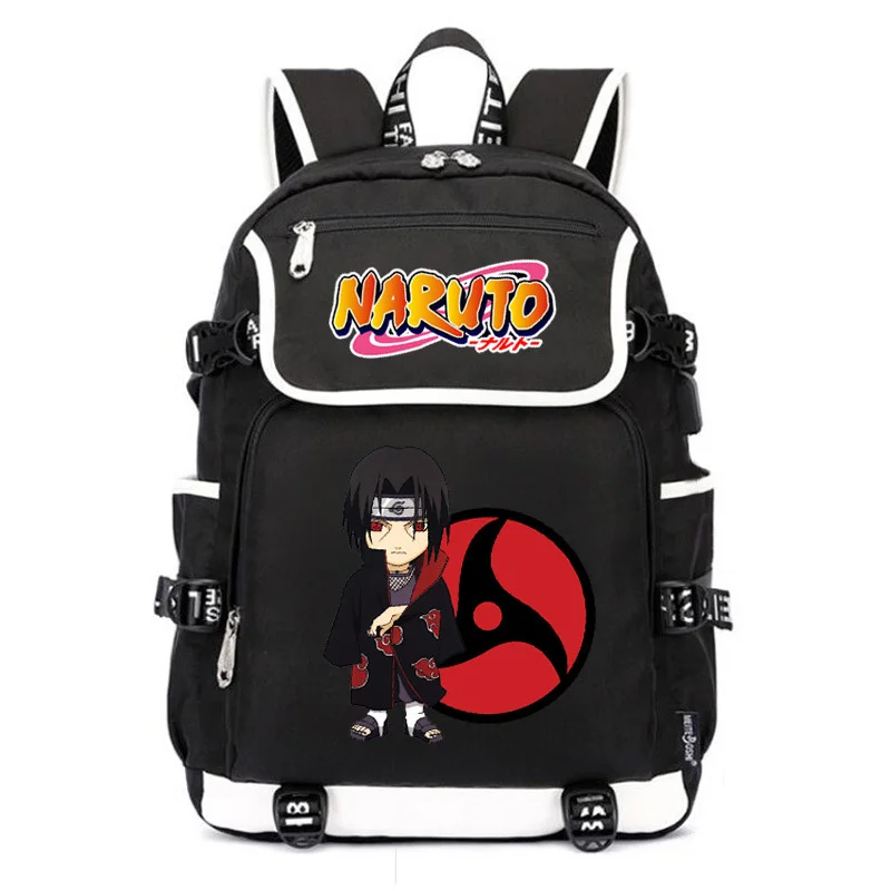 4 Наруто школьные сумки аниме Bookbag Uchiha Sasuke косплей женский рюкзак Usb зарядка Рюкзак для ноутбука Оксфорд большой дорожный рюкзак - Цвет: 4