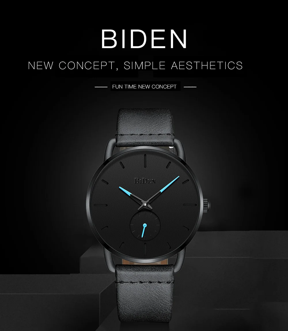 Reloj Hombre BIDEN Top Brand Luxury Men Watches Waterproof Ultra Thin Date Wrist Watch Male Mesh Strap Casual Quartz Clock