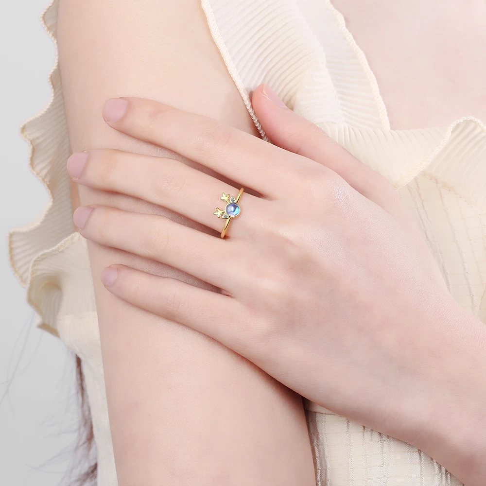 925 серебряные ювелирные изделия кольцо для женщин рога лунный камень свадьба и