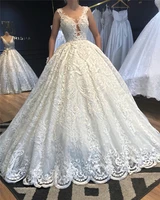 vestido de noiva hot new ball gown long wedding dresses lace o neck custom made plus size wedding gowns robe de mariee