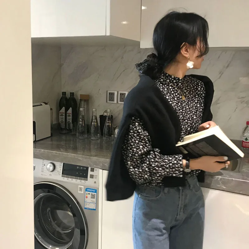 

Spring New Fashion Turtleneck Women Printing Slim Shirt Elegant Lady Long Sleeve Blusas Tops