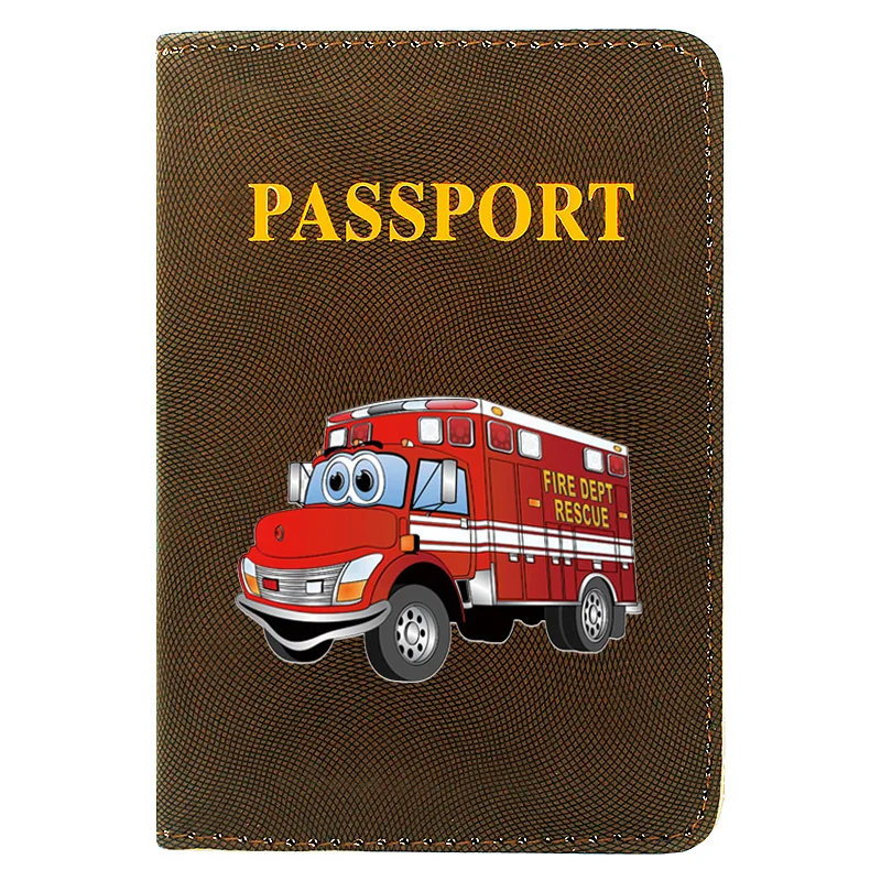

Classic Fire Dept Rescue Fire Truck Printing Women Men Passport Cover Leather Travel ID Credit Card Holder Pocket Wallet Bags