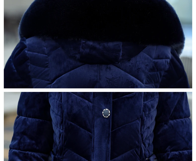 Новое специальное предложение X-long полиэстер зимняя бархатная Женская куртка хлопок среднего возраста утепленная с капюшоном воротник парка пальто плюс