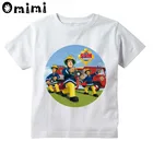 Детская футболка Sam с изображением пожарного и пожарного, отличные милые топы с коротким рукавом для мальчиков и девочек, Забавная детская футболка, ooo3062