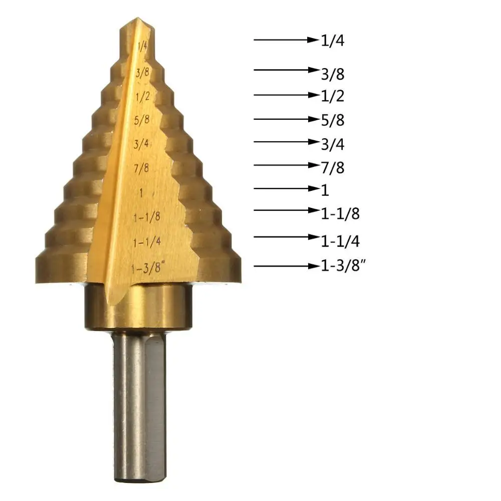 ROLKETU 1/4 ' но не более чем на 1-3/8 Титан 10 ступенчатые сверла HSS Кобальт инструмент
