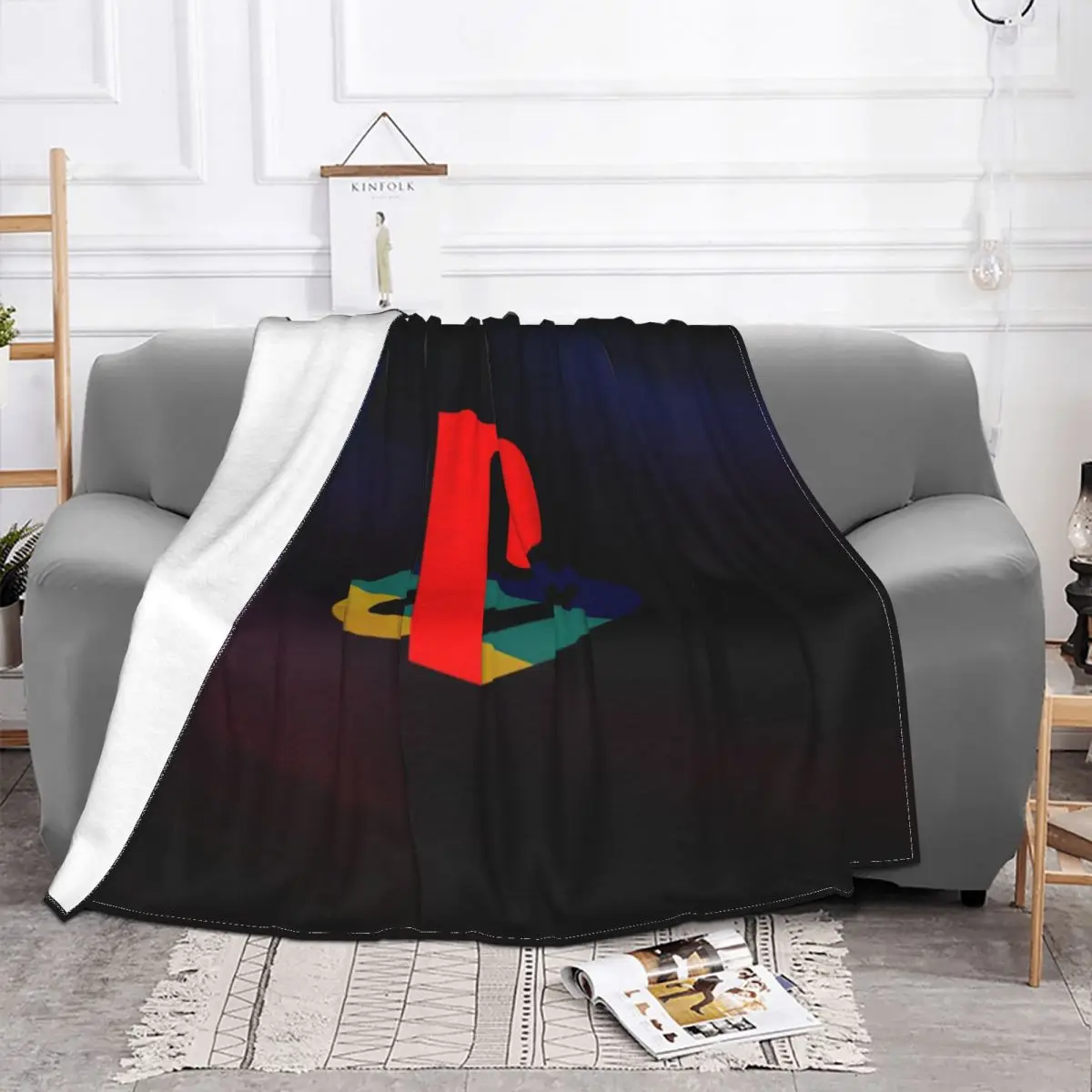 Alfombra de Playstation para sala de estar, manta de franela, cubierta de cama caliente, de lujo-1