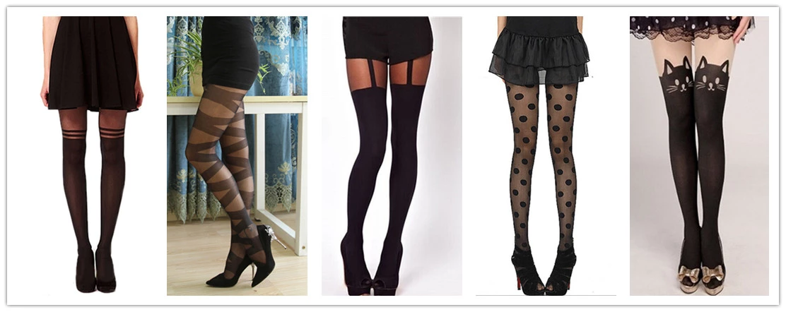 Black Women Temptation Sheer Mock Suspender Tights Cat Pantyhose Stockings Cool Mock Over The Knee Sheer Tights 5 Styles Hot