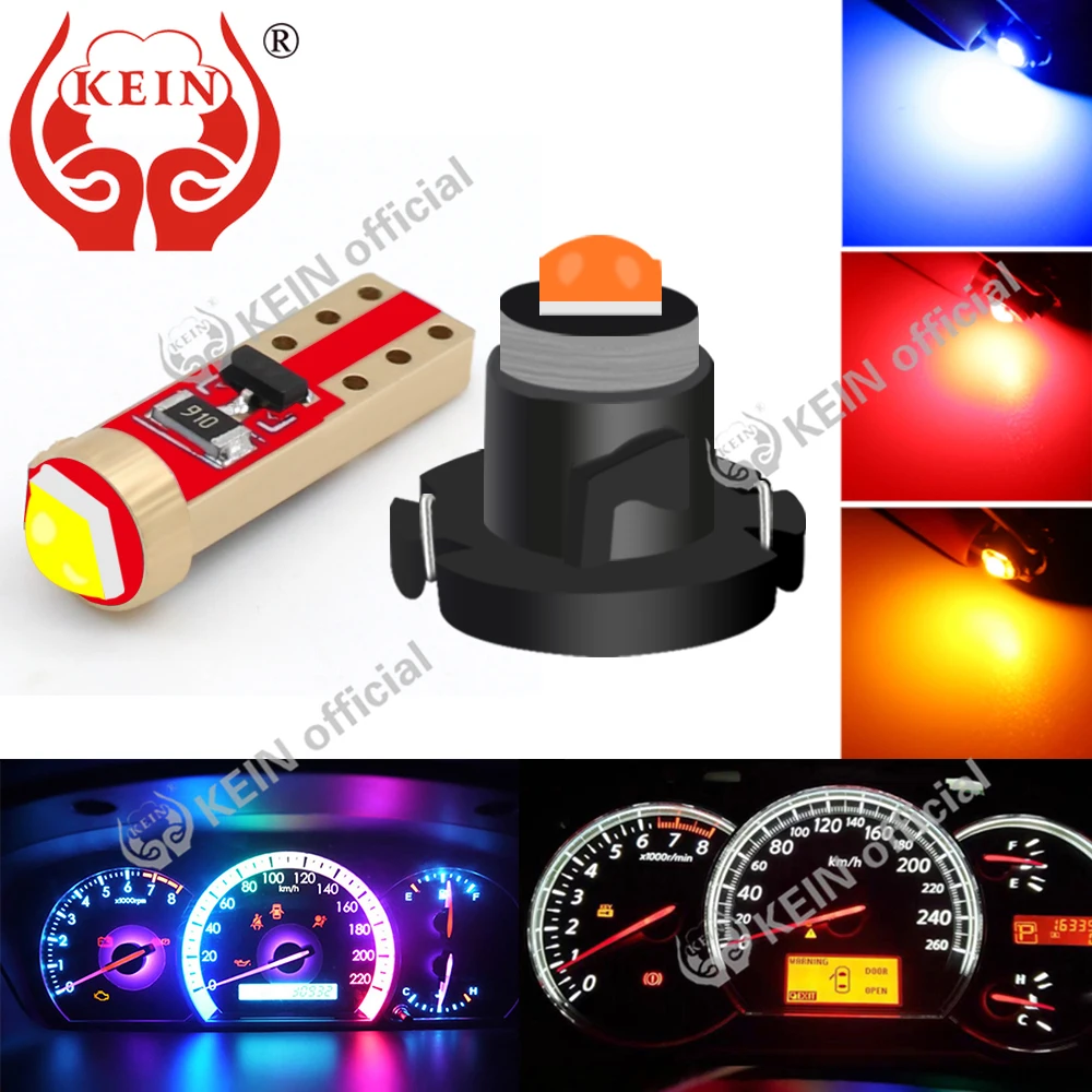 KEIN 10PCS T5 Led T3 T4.2 T4.7 Meter Bulb W5W Led Neo Wedge Car Interior Dashboard Lamp Instrument Dash Lights Auto Signal Bulb