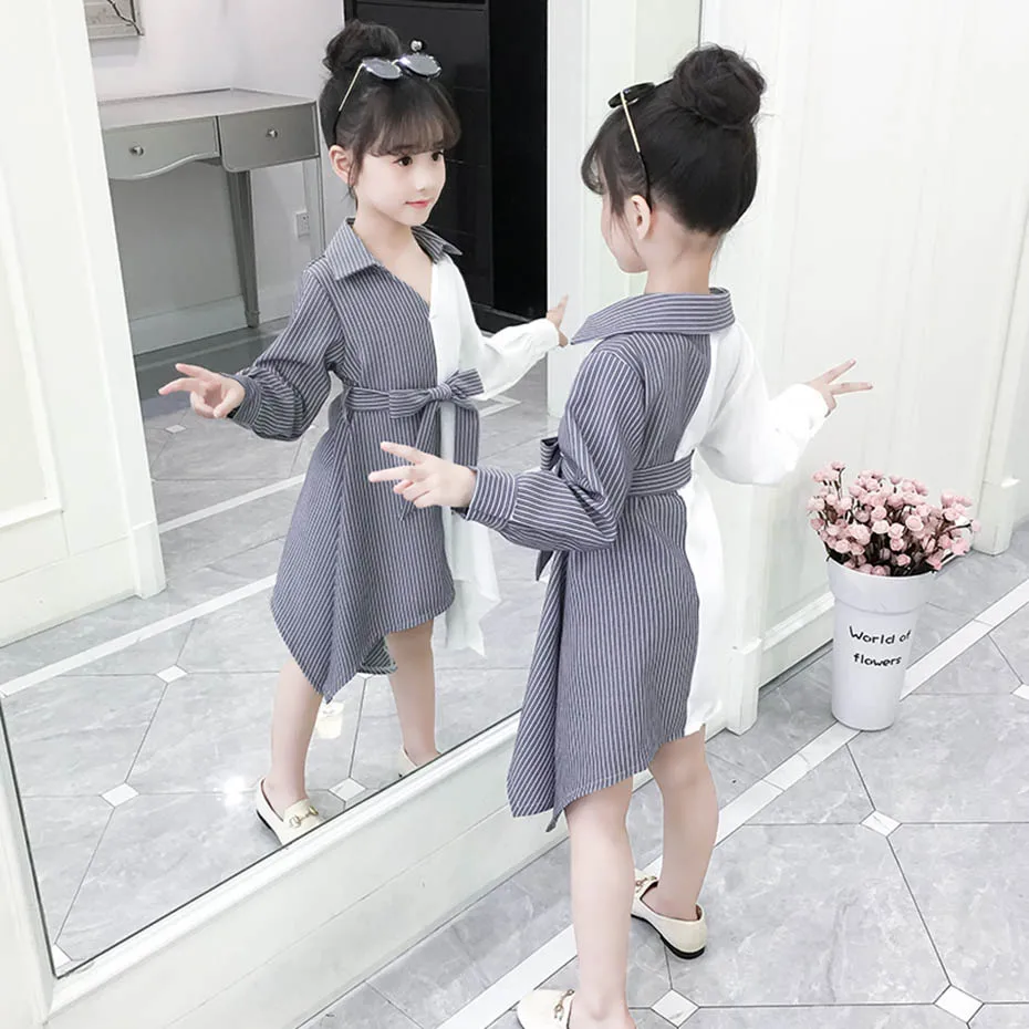 Платье для девочек праздвечерние платье в полоску стиле пэчворк детское с