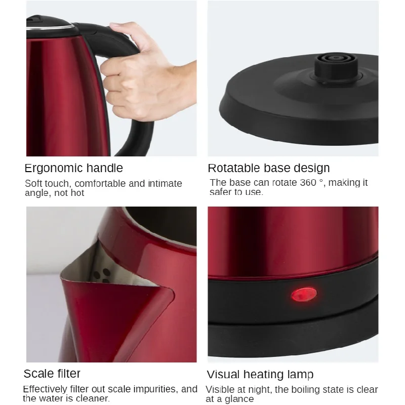 

Stainless Steel Large-Capacity 1500W Quick-Heating Automatic Power-Off Anti-Drying Electric Kettle Good Heat Insulation