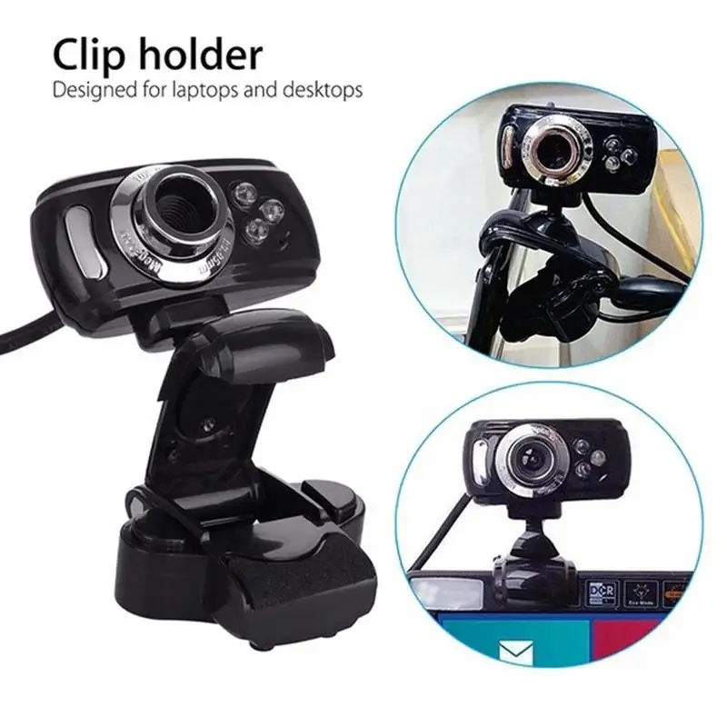 

HD Webcam Megapixel Web Cam With Mic Webcam With Microphone Holder With Desktop For Computer HD Web Clip Laptop PC Camera R1X5