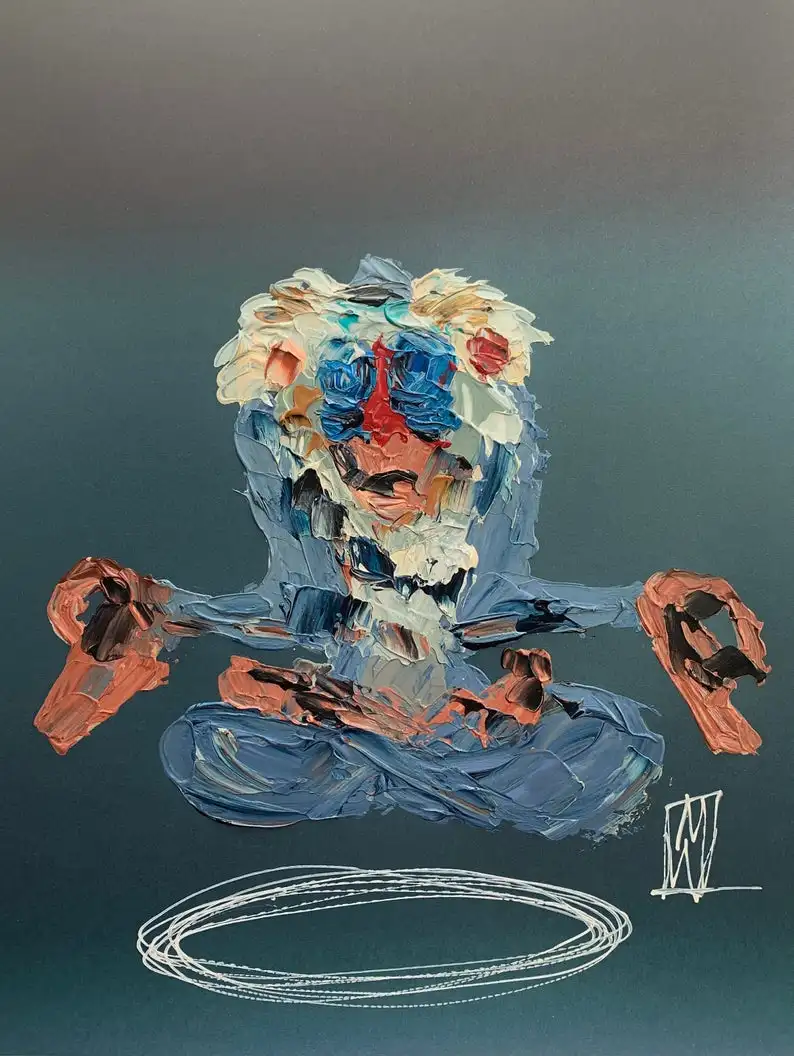 

Original Rafiki Lion King Meditating Abstract Painting Acrylic Impasto Thick Paint Contemporary Art Big oil painting huge huge