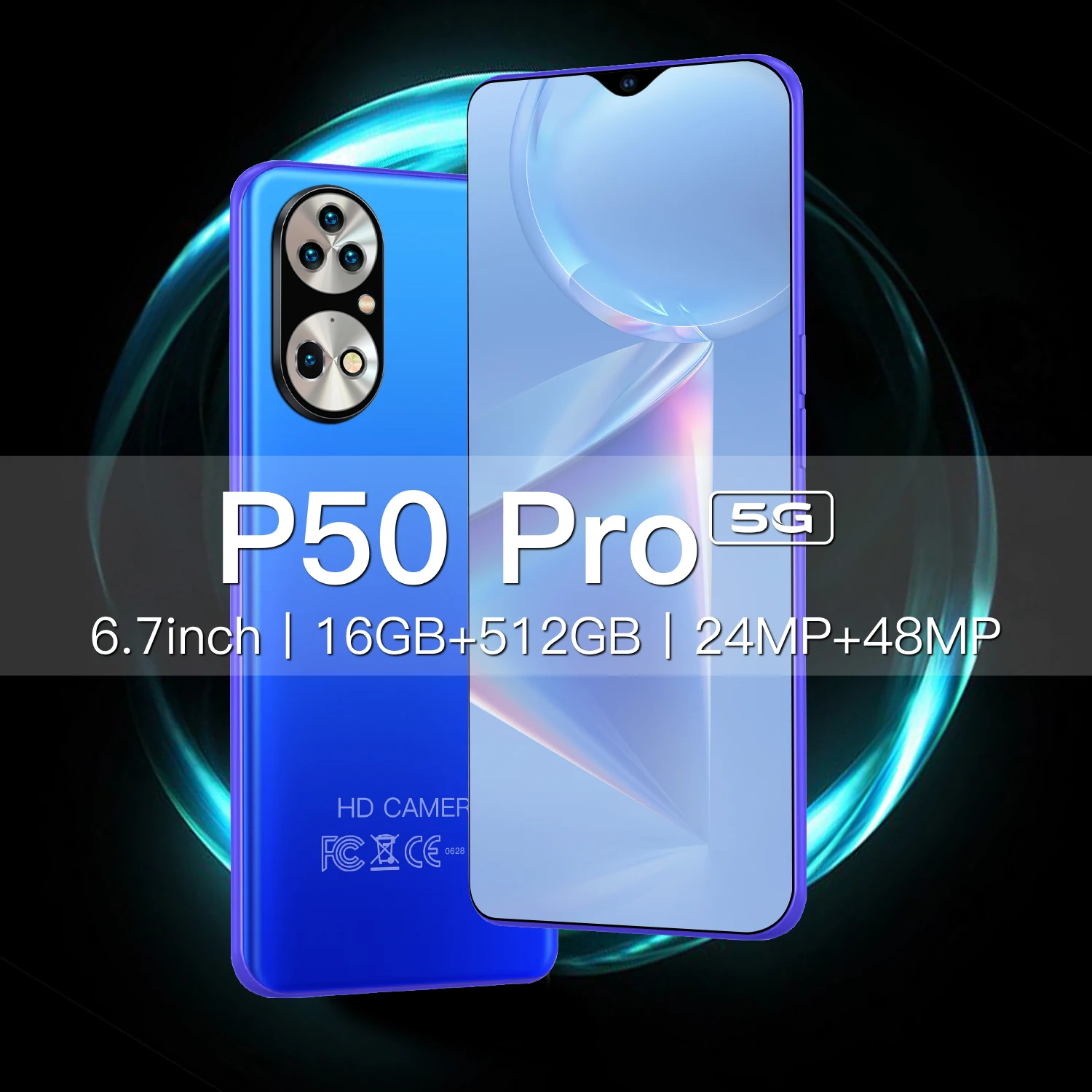 

6.7Inch Smartphone P50 Pro 16GB RAM+512GB ROM Dual SIM Celulares Fingerprint Unlocked 24+48MP Camera 6000mAh 4G 5G Net Cellphone