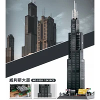 wange 5228 city street view famous architecture willis tower chicago building blocks bricks construction toys for kids