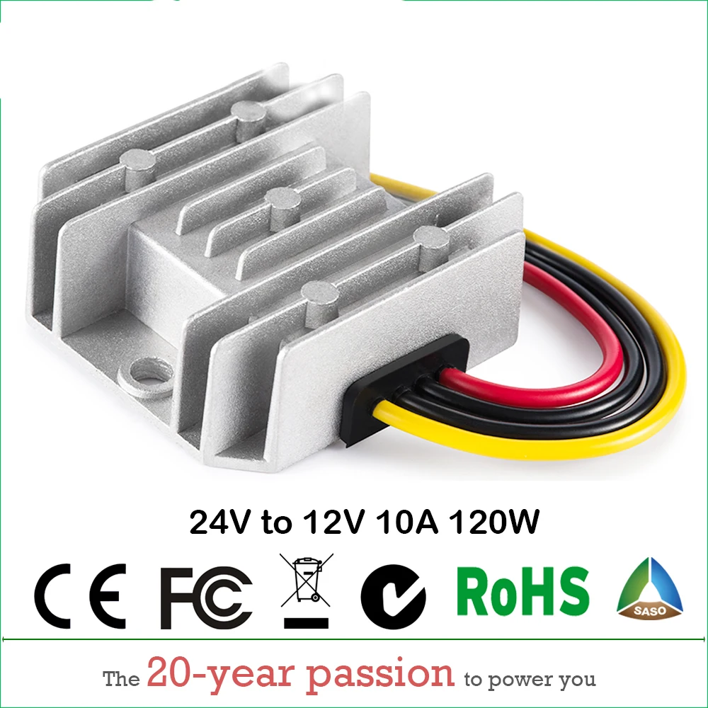 

10pcs 24V to 12V 10A 120W DC DC Converter Step Down Lowest Price, Newest Type CE Certificated for 12V Loads