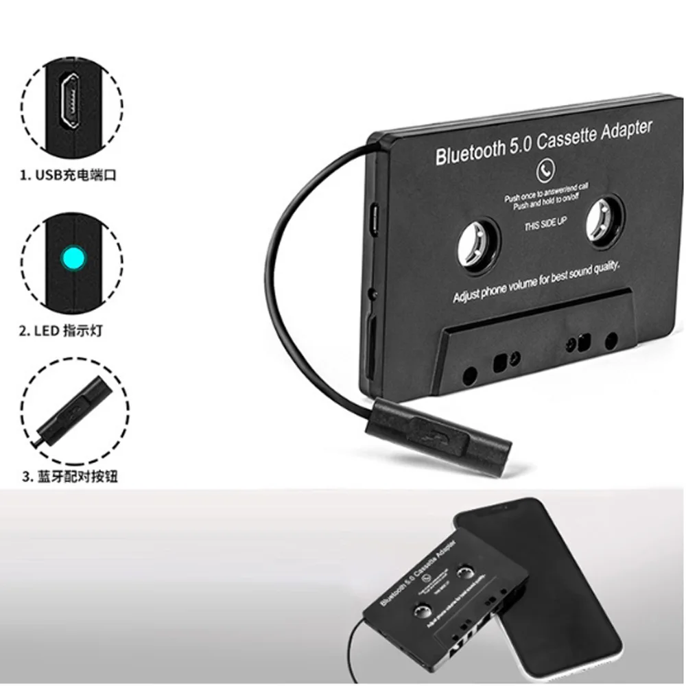 Bluetooth 5 0 Автомобильная Лента Аудио Кассета Aux адаптер для смартфона кассеты