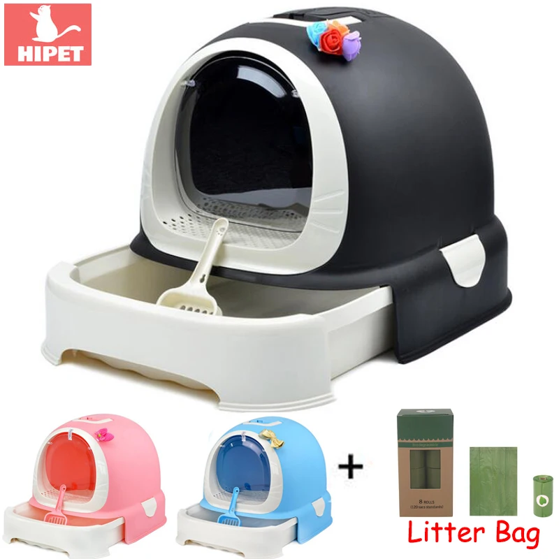 Большой Лоток для кошачьего туалета закрытый ящик защиты от брызг домашних