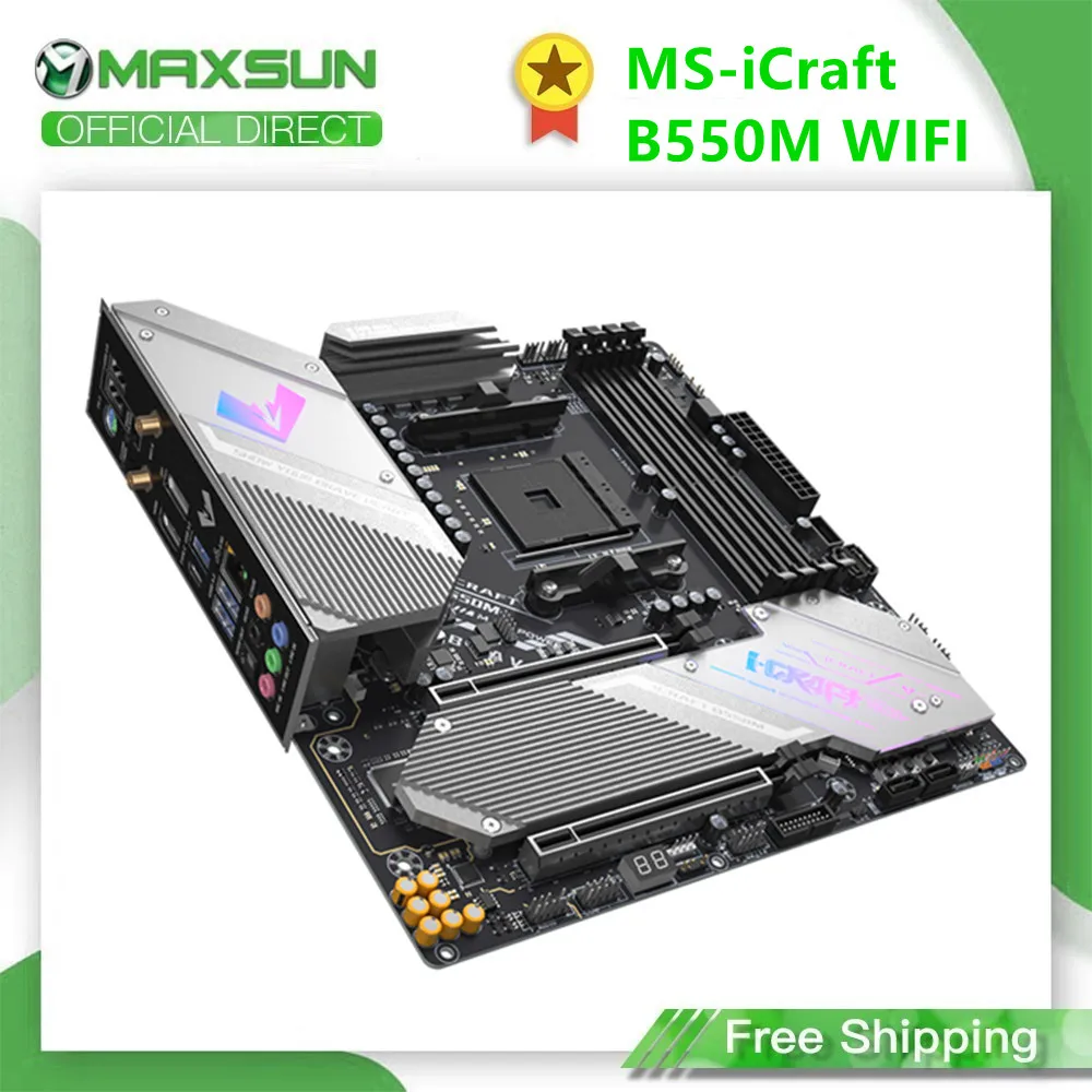 Verkauf MAXSUN Volle Neue Motherboard ICraft B550M WIFI Mainboard RGB AMD B550 Chipest AM4 NVME M.2 SATA SSD DDR4 BIOS Flash PCIE 4,0